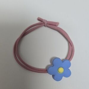 🦋 Pink and Blue Flower Hair Tie or Bracelet